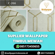 a roll of wallpaper that says supplier wallpaper timbul mewah on the bottom