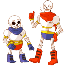 two cartoon skeletons are standing next to each other one is giving a thumbs up