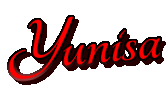 the name yunisa is written in red letters