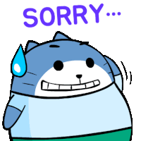 a cartoon cat is saying sorry with a tear running down his face