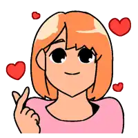 a cartoon drawing of a girl giving a heart sign