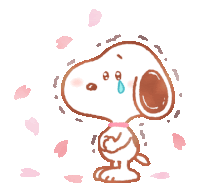 a drawing of snoopy with a tear on his face