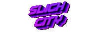 a purple logo that says slich city on a white background