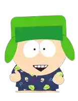 a cartoon character with a green hat and pajamas that say poo on them