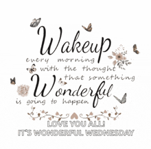 a sign that says " wakeup every morning with the thought that something wonderful is going to happen "