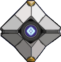 a cartoon drawing of a ghost shell with a purple and blue circle in the middle .