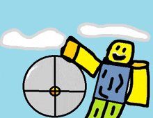 a cartoon of a roblox character with a target in the background