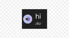 a black square with a purple circle and the words `` hi '' on it .