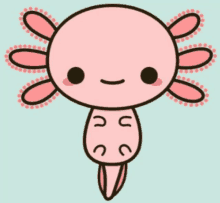 a drawing of a pink axolotl with dots on its wings