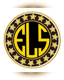 a black and gold emblem with the letter ls in the middle