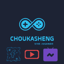 a logo for choukashieng vive jugando with icons