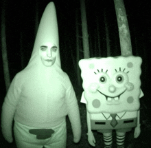 a man in a spongebob costume and a man in a star costume