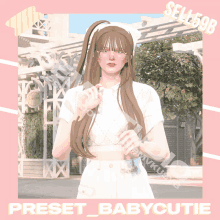 a picture of a girl with the words preset babycutie