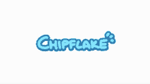 a blue chipflake logo with bubbles on a white background