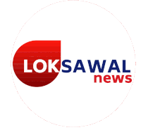 a logo for loksawal news with a red circle