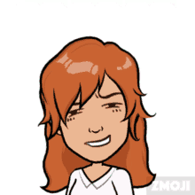 a cartoon drawing of a woman with red hair and the word mom behind her