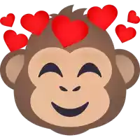 an emoji of a monkey with hearts on his head