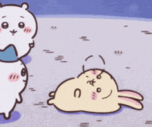 a cartoon drawing of a rabbit with a snowflake on its tail