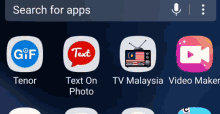 a screenshot of a phone screen showing search for apps