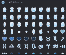 a bunch of blue icons on a black background with the word azure in the upper right corner