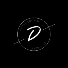 a black and white logo with the letter d in a circle