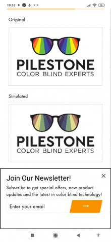 an advertisement for pilestone color blind experts