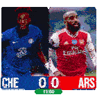 a soccer game between chelsea and arsenal with the score being 0-0