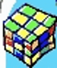 a pixel art drawing of a colorful rubik 's cube .