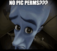 a picture of a cartoon character with the caption " no pic perms ?? "