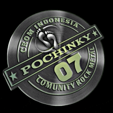 a metal emblem with the words pochinky 07 community rock metal