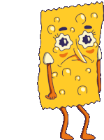 a cartoon drawing of spongebob with a sad face