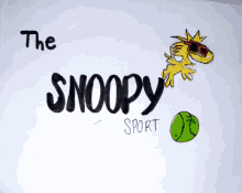 a drawing of snoopy with the words the snoopy sport below it