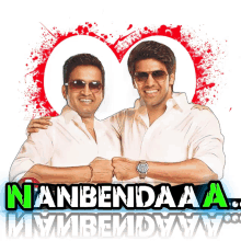 a poster of two men with the words nanbendaa written on it