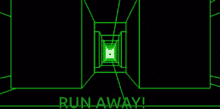 a black background with green letters that say game over and run away