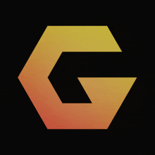 a yellow and orange logo with the letter g in the center