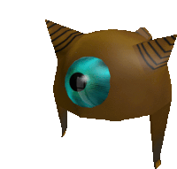 a 3d model of a cat with a blue eye