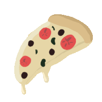 a pizza slice with tomatoes and olives on it