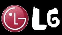 an lg logo with a red circle and white letters on a black background