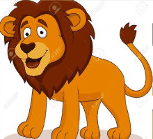 a cartoon illustration of a smiling lion