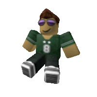 a roblox character is wearing sunglasses and a green shirt with the number 8 on it