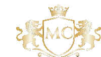 a gold emblem with the letter mc on it