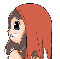 a cartoon of a girl with long red hair