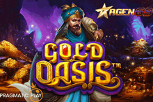 a poster for a game called gold oasis with a man in a turban on it