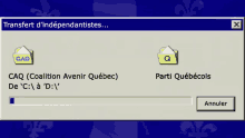 a computer screen that says transfert d ' independantstes