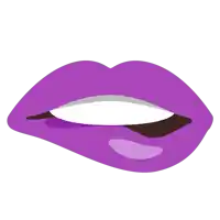 a close up of a woman 's lips with purple lipstick