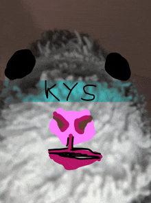 a drawing of a squirrel with the word kys on it