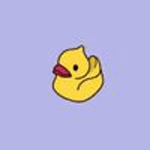 a small yellow rubber duck with a red beak on a purple background .