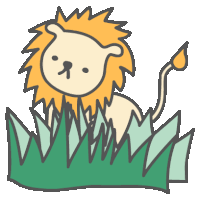 a cartoon of a lion sitting in the grass