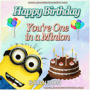 a happy birthday card for brandon with a minion and a birthday cake