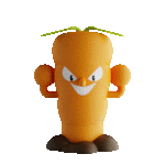 a toy carrot with a smiling face and boxing gloves .